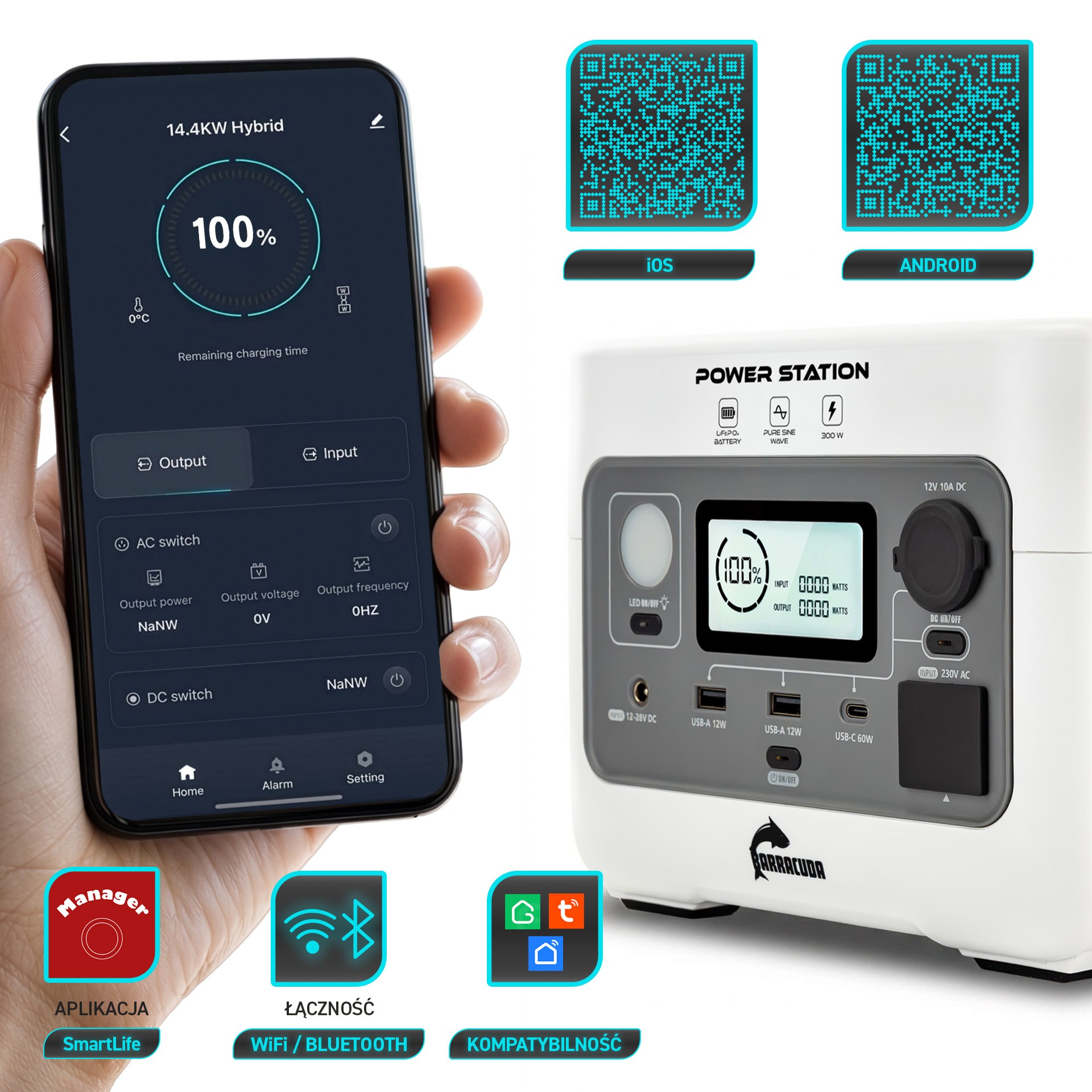 Toitejaam 300W/600W LiFEPO4 256Wh energiat salvestav varupatarei 230V USB AC/DC EPS