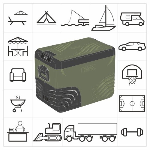 Lodówka kompresorowa Yolco KX40 Green wymiary